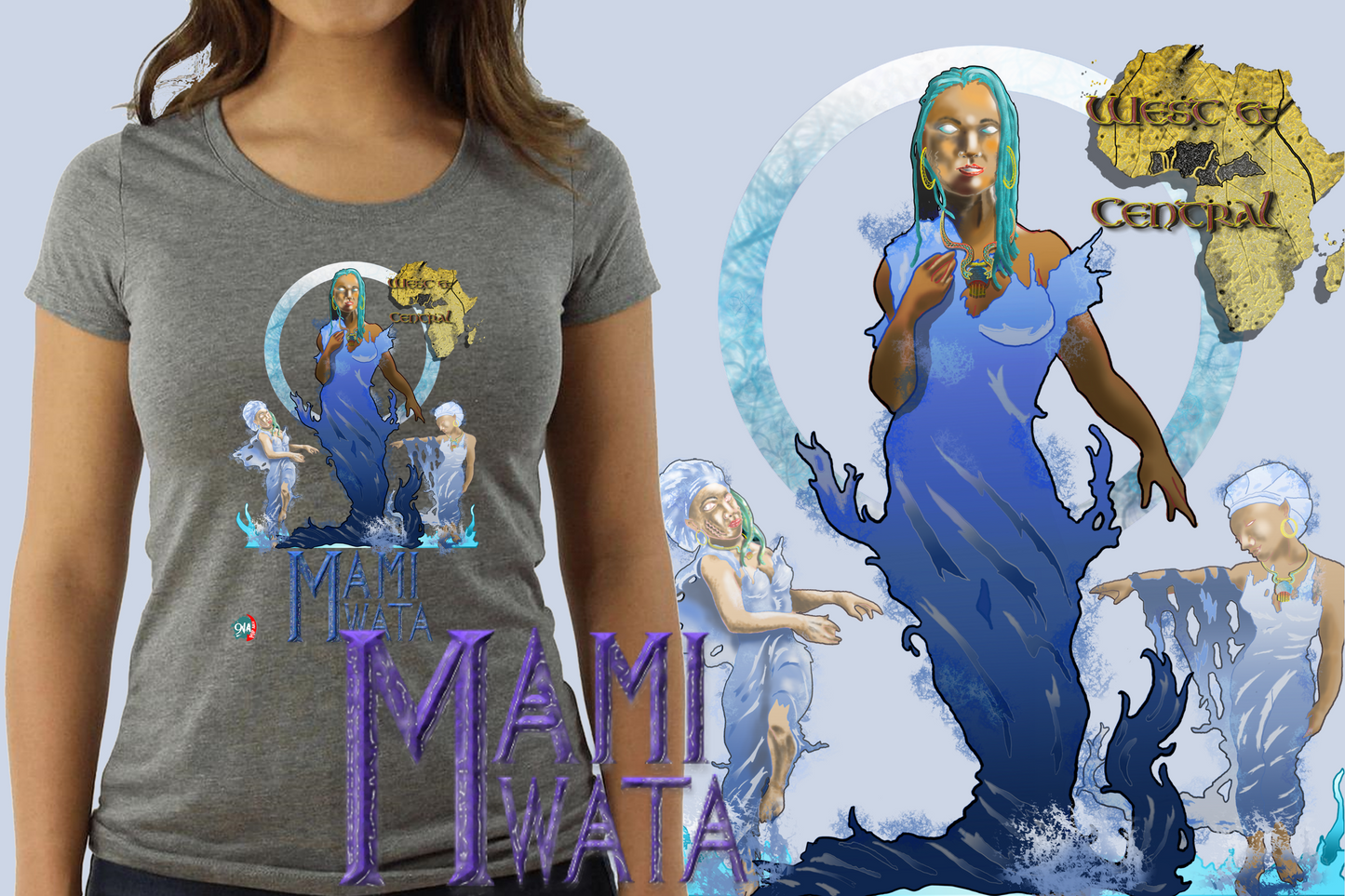 Women's Afrikkan Pantheon (African Gods) Mami Wata graphic t-shirt