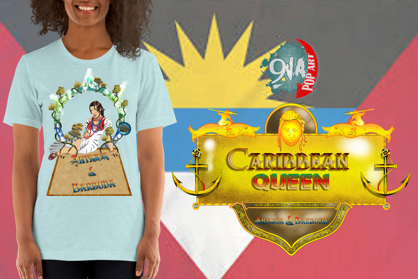 Caribbean Queen Antigua & Barbuda women's short sleeve t-shirt