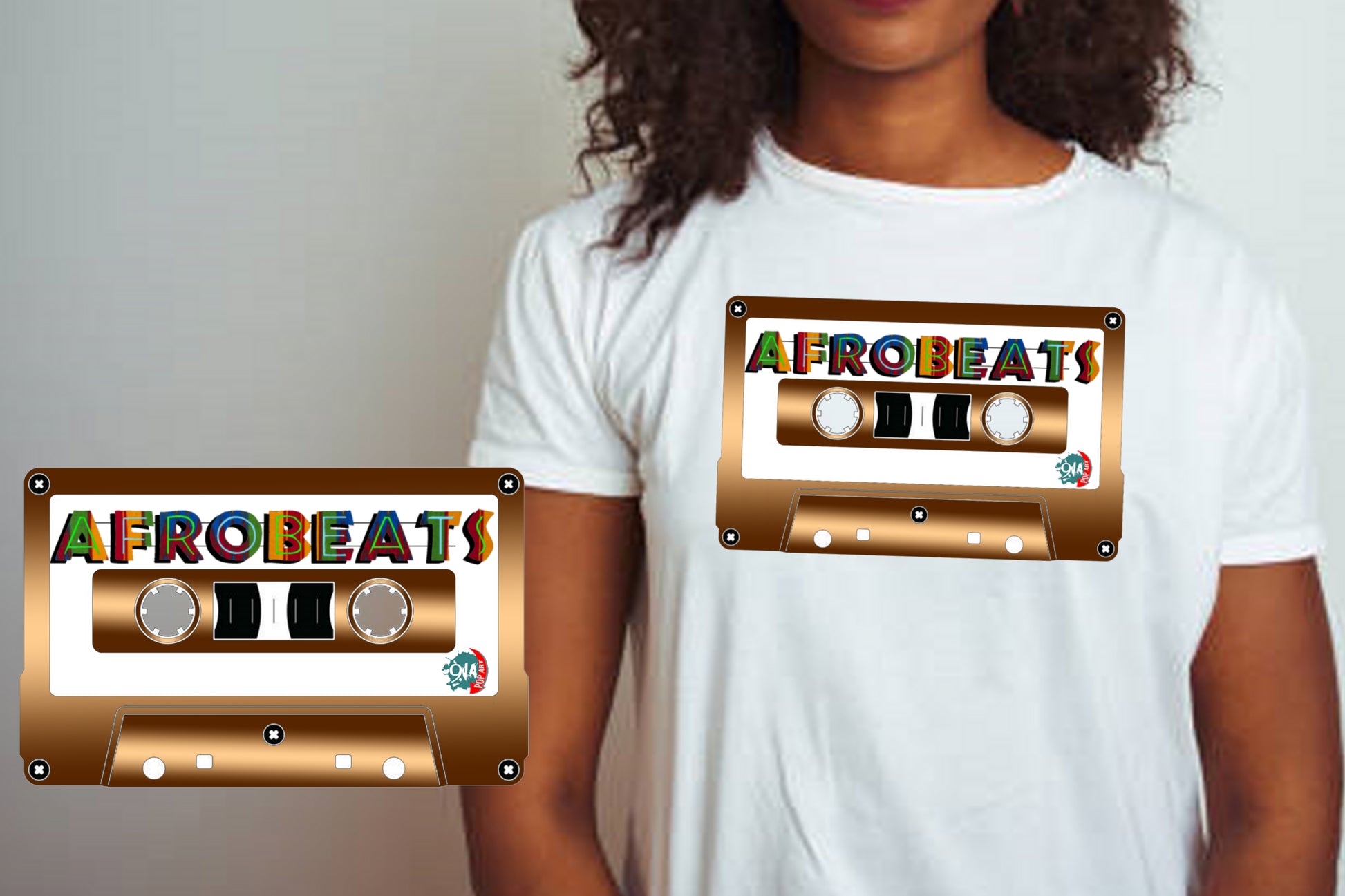 Women's Afrobeats cassette design - 9ja Pop Art Custom T-Shirt/Wearable Art Store