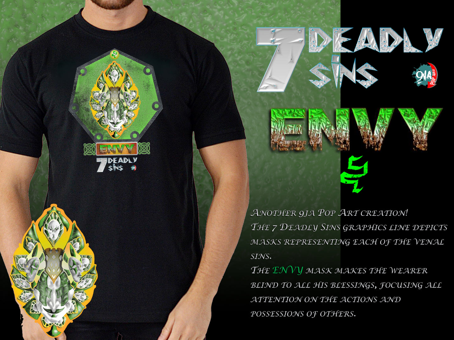 7 Deadly Sins Graphics Line - ENVY - 9ja Pop Art Custom T-Shirt/Wearable Art Store