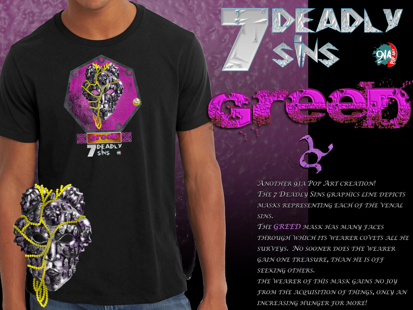 7 Deadly Sins Graphics Line - GREED - 9ja Pop Art Custom T-Shirt/Wearable Art Store