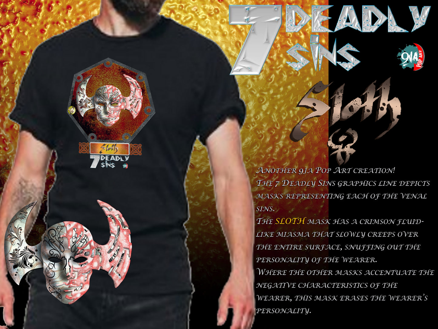 7 Deadly Sins Graphics Line - SLOTH - 9ja Pop Art Custom T-Shirt/Wearable Art Store