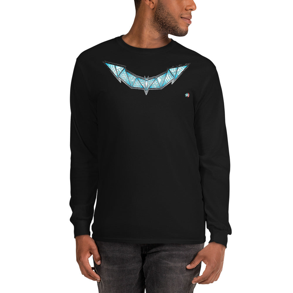 Bat Doodle Metal Series: Cobalt Long Sleeve Shirt - 9ja Pop Art Custom T-Shirt/Wearable Art Store