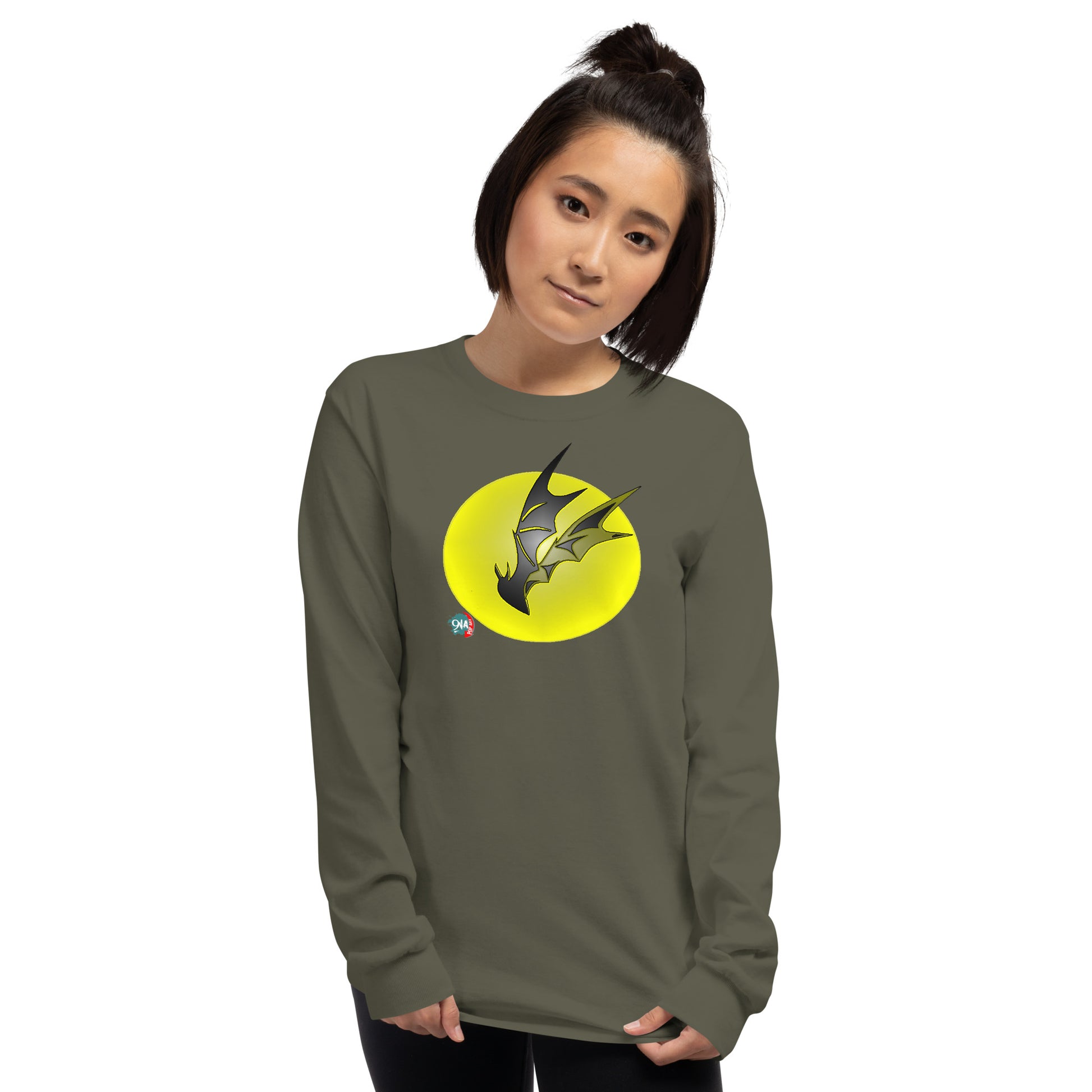 Bat Doodle Full Moon Long Sleeve Shirt - 9ja Pop Art Custom T-Shirt/Wearable Art Store