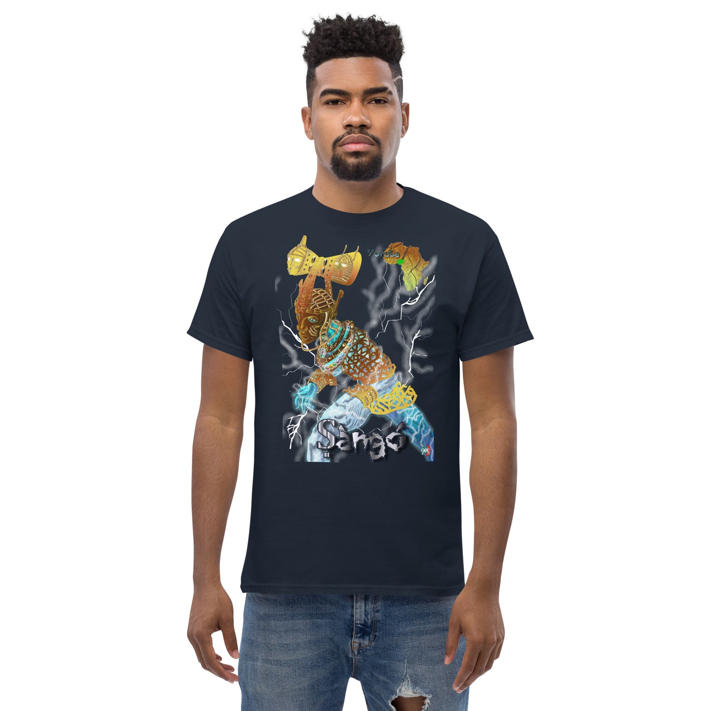 Men's Afrikkan Pantheon (African Gods) Ṣàngó graphic t-shirt (Shango)