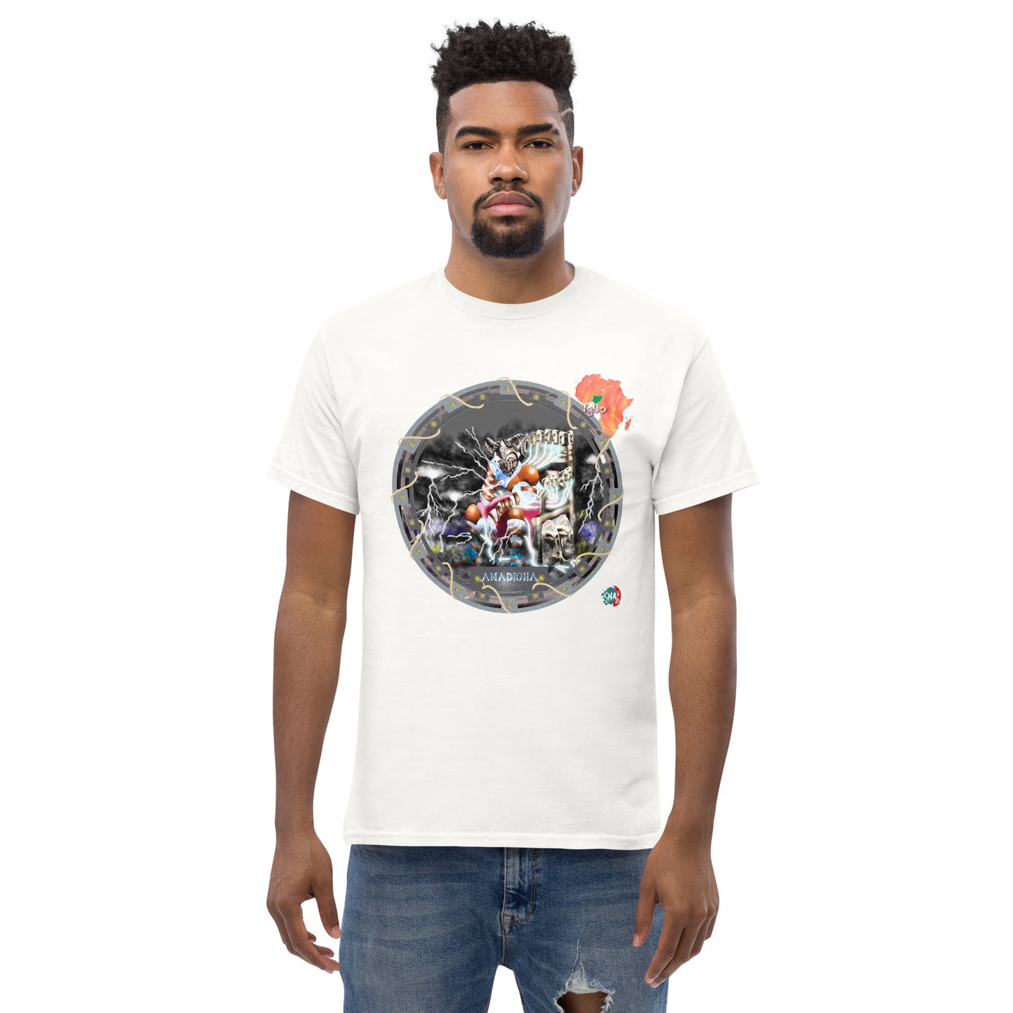 Men's Afrikkan Pantheon (African Gods) Amadioha (framed) graphic t-shirt