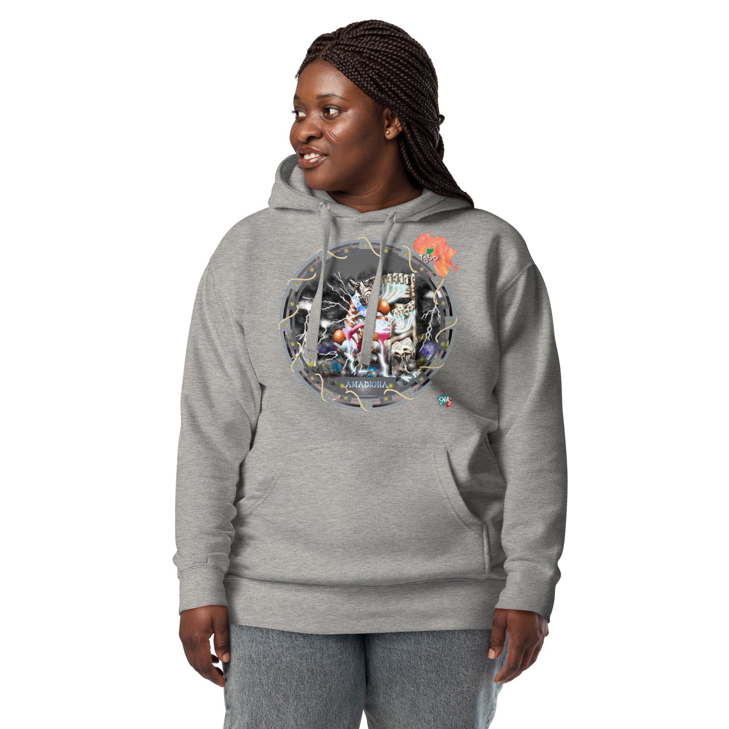 Unisex graphic Hoodie Afrikkan Pantheon (African Gods) Amadioha (framed)