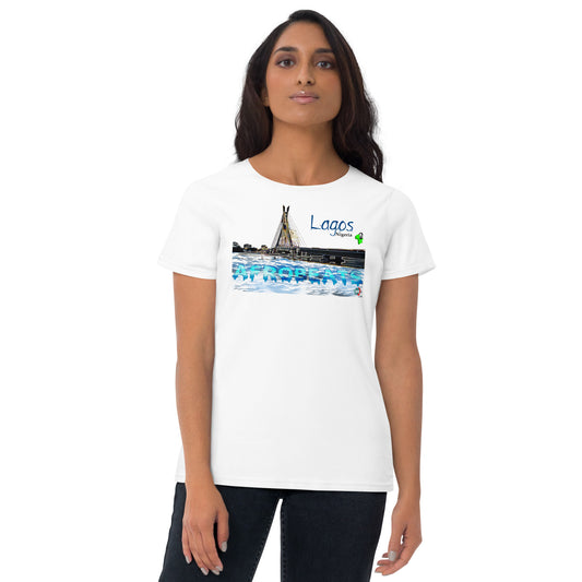 Women's Lagos Skyline Afrobeats design - 9ja Pop Art Custom T-Shirt/Wearable Art Store