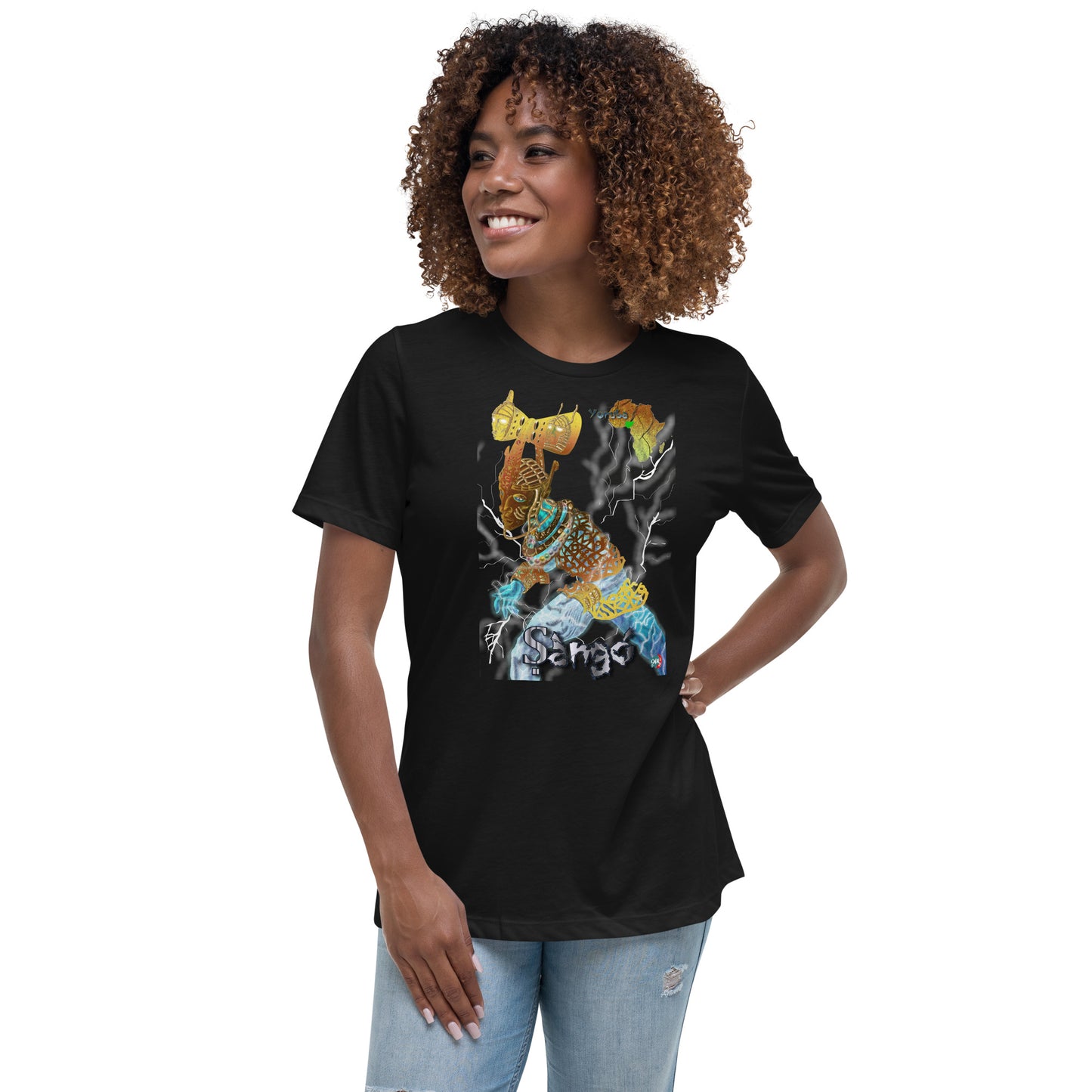 Women's Afrikkan Pantheon (African Gods) Ṣàngó graphic t-shirt (Shango)