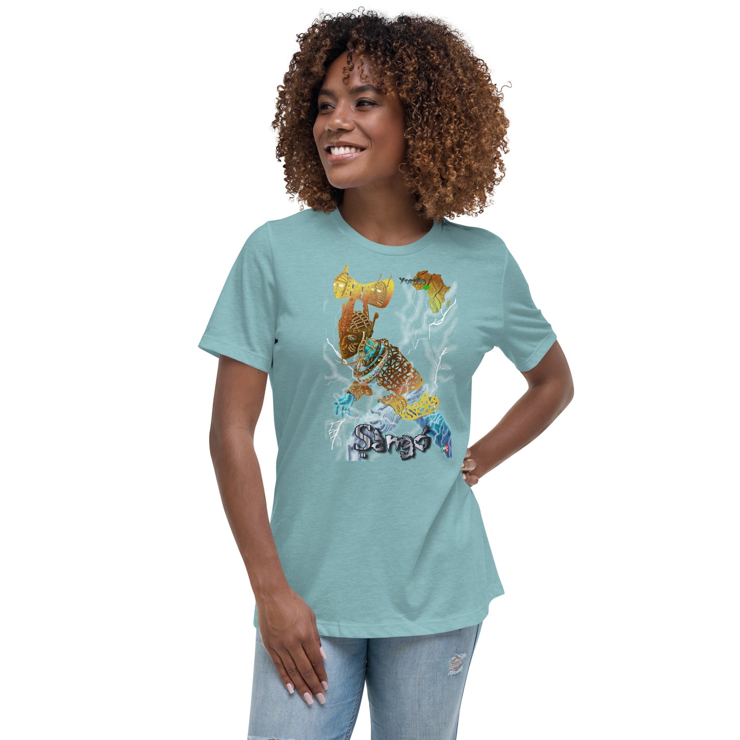 Women's Afrikkan Pantheon (African Gods) Ṣàngó graphic t-shirt (Shango)