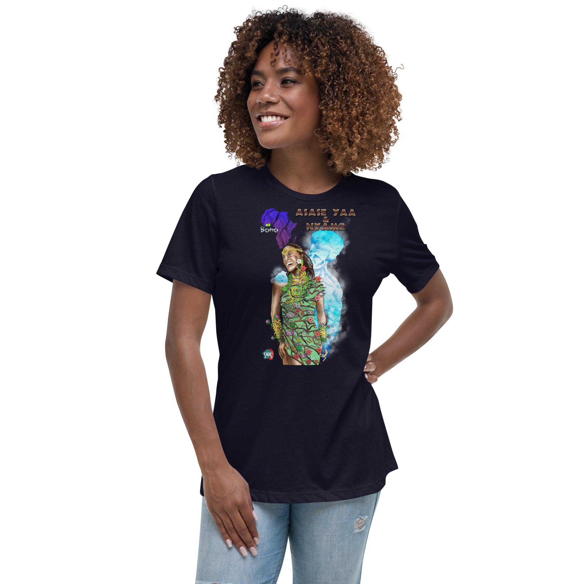 Women's Afrikkan Pantheon Nyame & Asase Yaa t-shirt - 9ja Pop Art Custom T-Shirt/Wearable Art Store